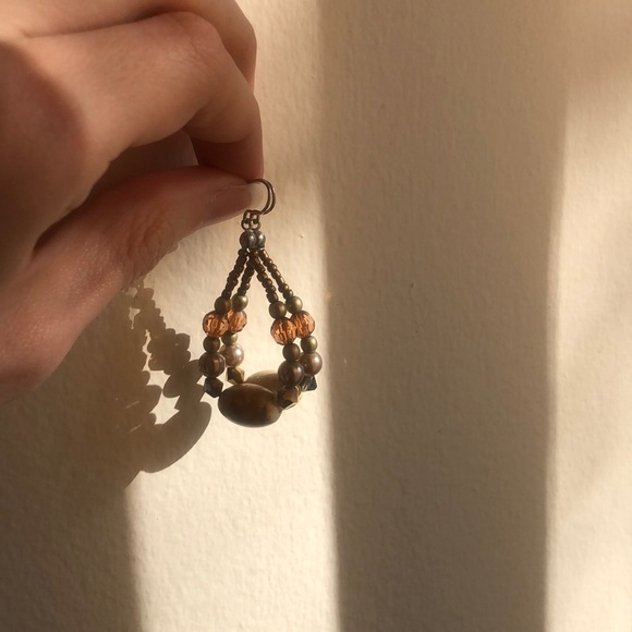 Brown Beaded Earrings - Picture 2 of 2